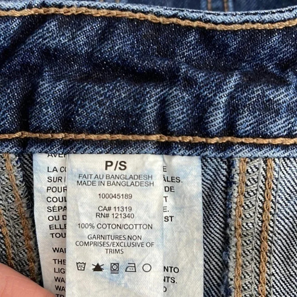 GARAGE Button Front Jean Skirt Blue Dark Wash Denim Mini Pockets Y2K Vibe S - Picture 7 of 9